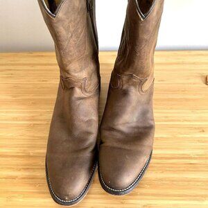 Brown Leather Justin Cowboy Boots Size 12B Men's
